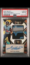 2022 Select Treylon Burks Jumbo Rookie Sig-Swatch Tie Dye PSA 8