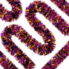 66 Ft Halloween Tinsel Garland, Mixed Color Glitter Orange, Purple, Black