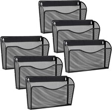 6 Pack Wall File Organizer Mesh Wall File Pocket Mail Organizer Hanging Metal