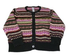 Tiara International Cardigan Sweater Fair Isle Women's Size M Multicolored