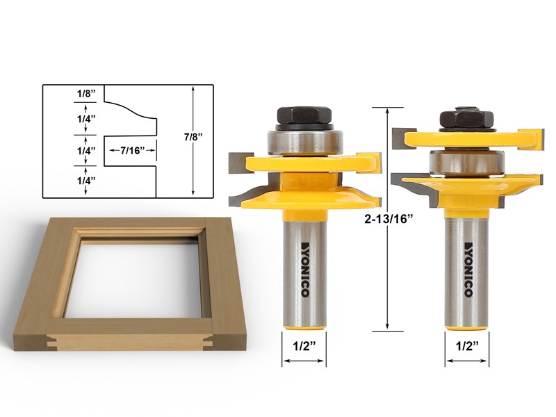 Large Ogee 2 Bit Rail and Stile Router Bit Set - 1/2