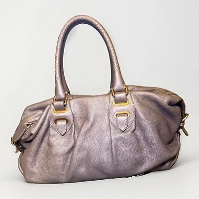 Bally Pebbled Leather Hobo Shoulder Bag in large taupe with Italy gold hardware.