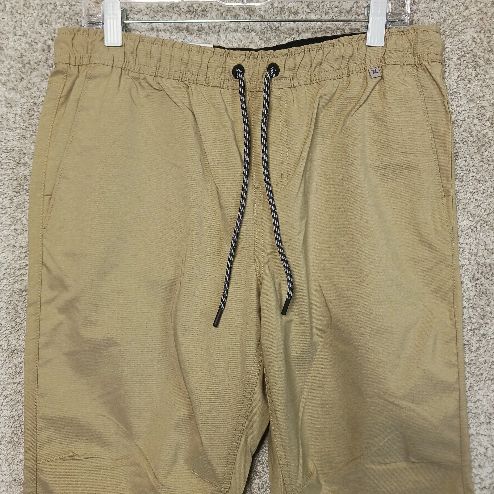 Hurley Pants Mens L 34 Tan Pacer Stretch Twill Rain Comfort Waist Sweat Jogger