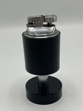 Vintage Made In Japan Art Deco Pedestal Table Lighter Black & Chrome - Untested