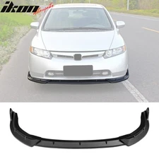 Fits 06-08 Honda Civic Sedan IKON Style Matte Black Front Bumper Lip Spoiler 3PC