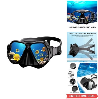 Scuba Mask Anti-Fog Tempered Glass Dual Lens Diving Goggles for Adults