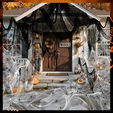 Spider Web Halloween Deco In/Outdoor - 5 Pack Creepy Cloth, Haunted House Props