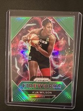 A'ja Wilson 2021 Panini Prizm WNBA Fireworks Green Prizm REFRACTOR LIKE #9