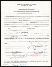Tony Atlas White 1983 Signed Autograph Wrestling Contract WW150