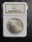 Beautiful 1881 S Morgan Silver Dollar NGC Graded MS 64