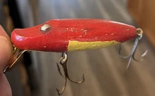 Antique Vintage Pawpaw River Runt Wooden Wood Fishing Lure Red Head