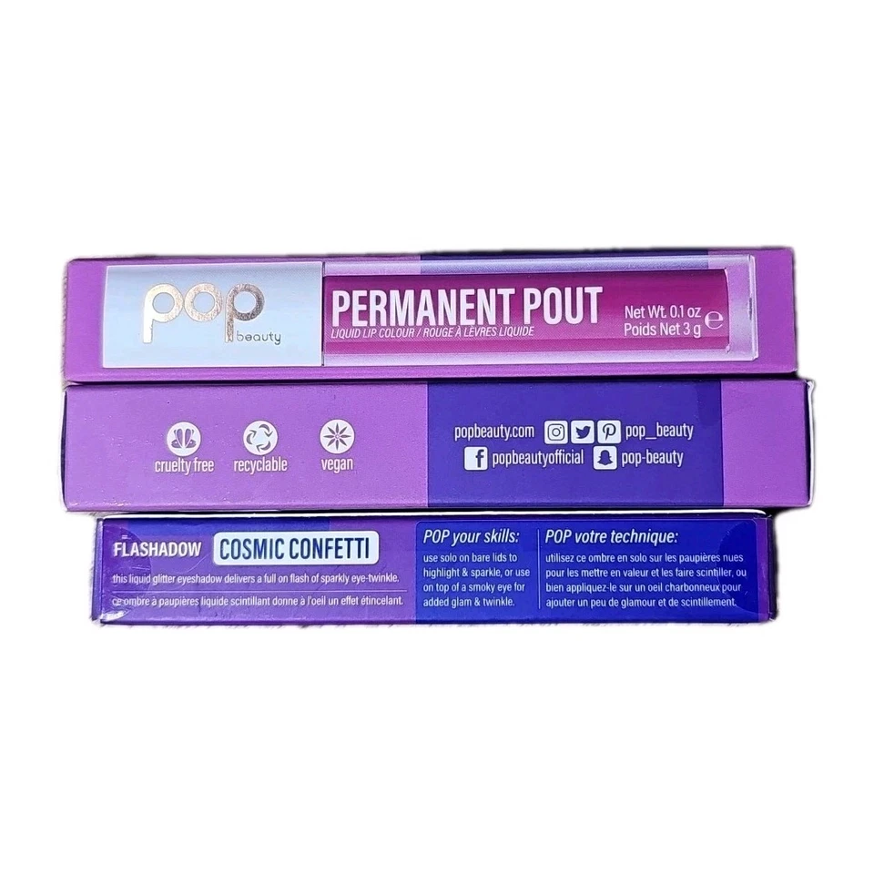 POP Beauty 2- Permanent Pout-OMG Violet Liquid Lipstick/ 1 Flashadow Cosmic Conf - Image 2 of 2