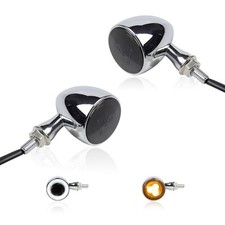 Universal Chrome Front Bullet LED Turn Signals 12V Motorcycle Amber White