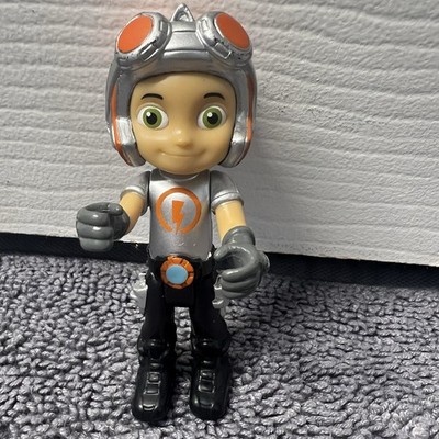 Rusty Rivets Action Figure 3.5'' Gray Silver Helmet Orange Goggles Lightning Logo
