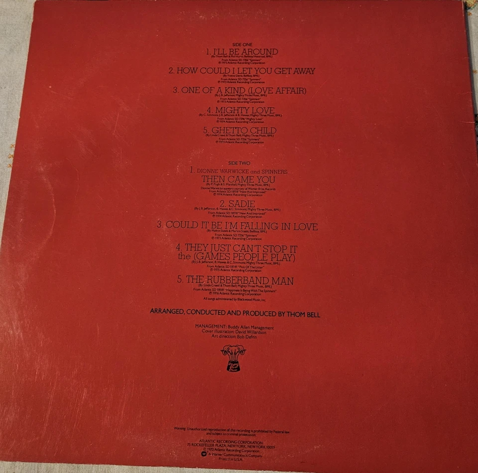 Rare The Best of The Spinners Atlantic Records 1978 ~ SD 19179 First Pressing - Image 2 of 4