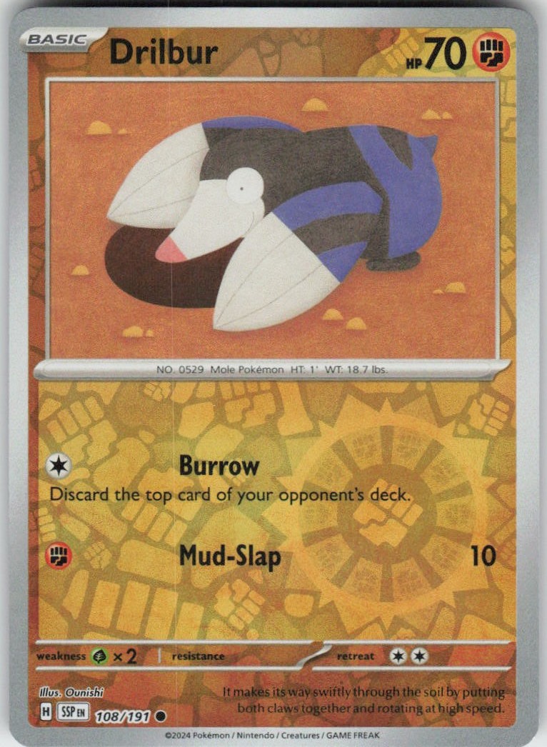 Reverse Holo Drilbur 108/191 Common Surging Sparks Near Mint