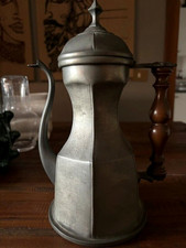 Teiera Vintage In Peltro 95  inizio 900 Manico in Legno Altezza 25cm