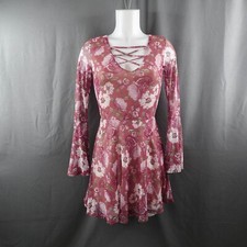 Womens Mini Dress Small Pink Floral Sheer Coquette Romantic Girly Mini NEW