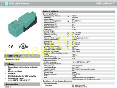   P+F Proximity Switch NBN40-U2- -T   Induction Switch Sensor #T5