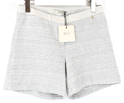 MIA F Shorts Damen IT 42 Reißverschluss Gemustert Lässig Silbergrau