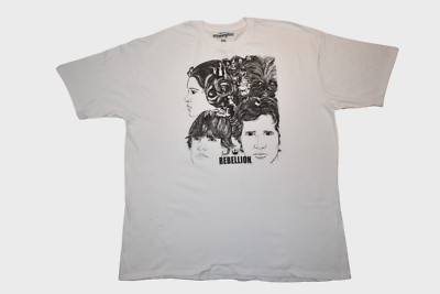 WeLoveFine Mens Star Wars Rebellion Han, Luke, Leia White Shirt New 3XL