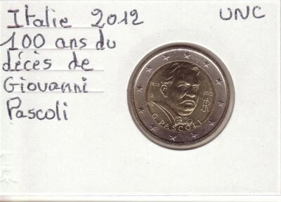 2 Euro ITALIE 2012 - GIOVANNI PASCOLI, 2 € Commémorative UNC sous étui carton - Photo 1/2