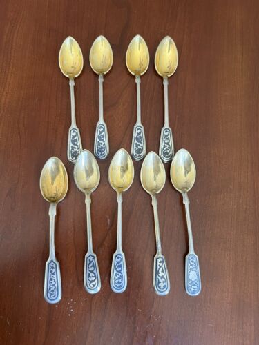 RUSSIAN 875 SILVER SPOON GOLD lot of 9 - Picture 1 of 13