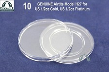 10 GENUINE Airtite 27mm Direct Fit Coin Capsules Fits 1/2oz Gold 1/2oz Platinum