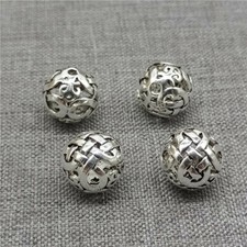 4 pièces de perles rondes nœud nœud papillon en argent sterling 925 10 mm pour