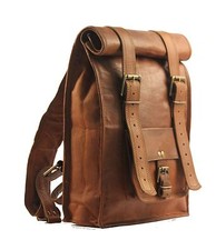 New Genuine Leather Roll Back Pack Rucksack Travel Bag For Men's and Women's