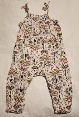 NWT Old Navy Palm Tree Monkey Print Sleeveless Romper One Piece Baby Girl