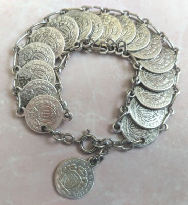 1936 Repubblica Di S Marino Coin Bracelet Vintage 6.5-7.5''