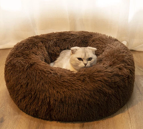Hundebett Katzenbett Haustierbett Kuschelbett Bett Hundekorb Donut Kissen Plüsch - Bild 6 von 14