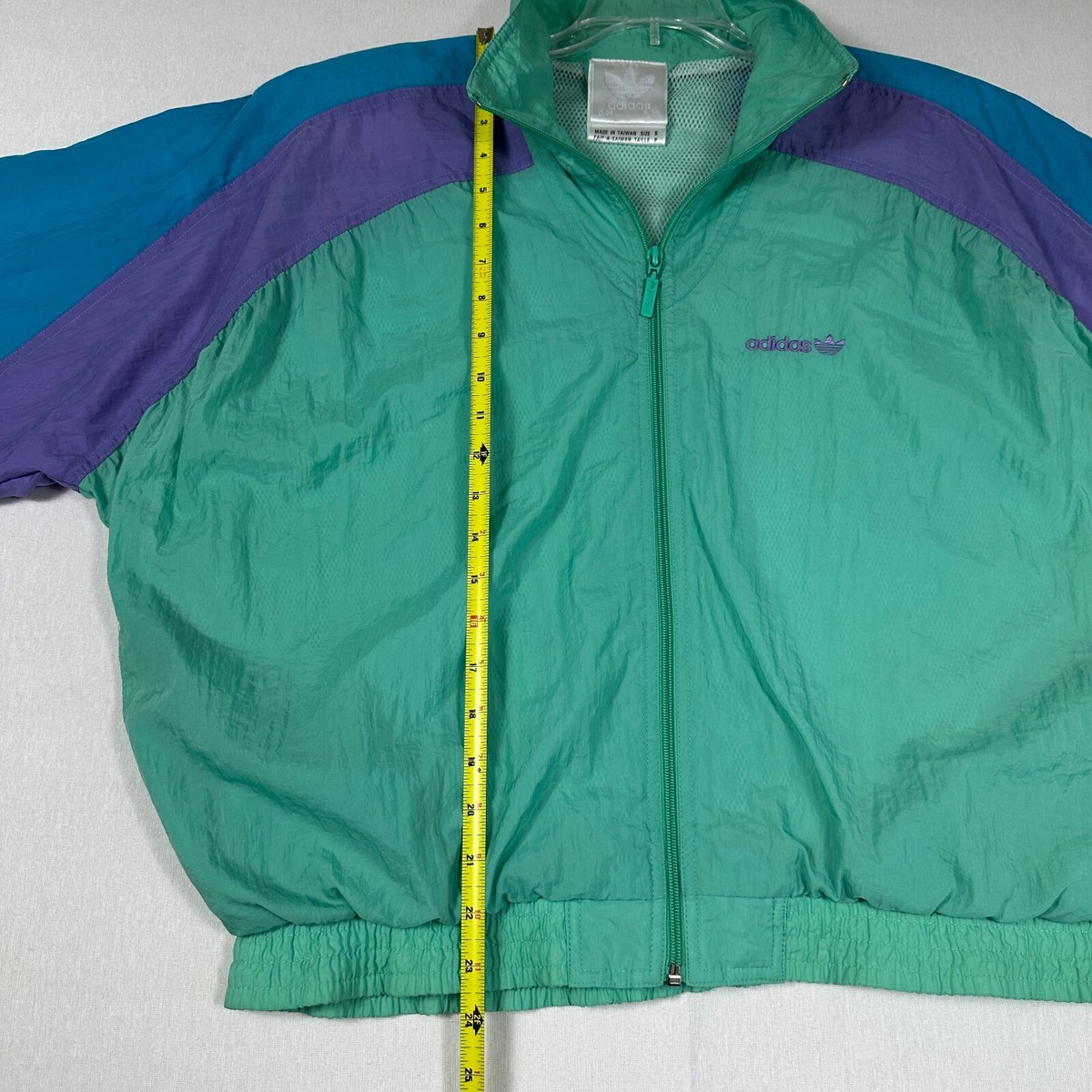 Adidas Vintage 90s Track Top Jacket Small Tri-Color Blue Green