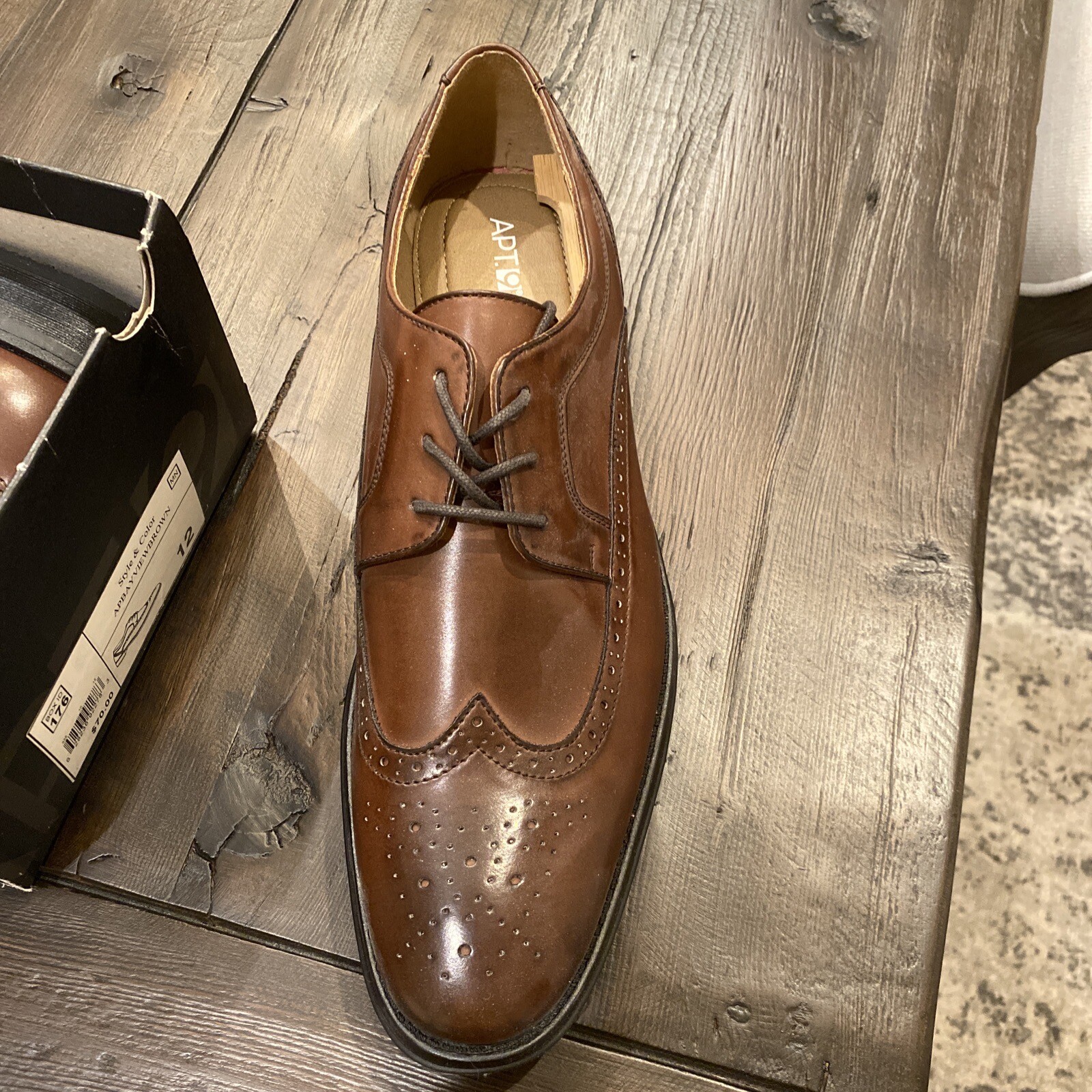 Apt. 9 Men's Bay View Luggage Wingtip Dress Shoes, Brown, Size 12 MSRP