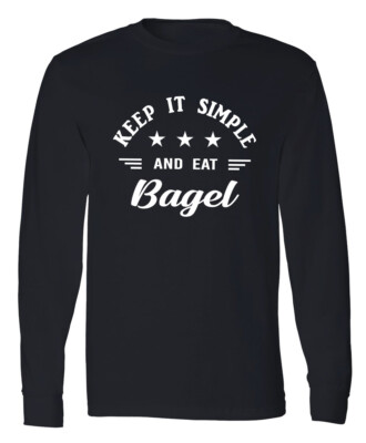 Bagel Lover Long Sleeve T-Shirt Breakfast Bread Food Funny Beigel Mens Tee