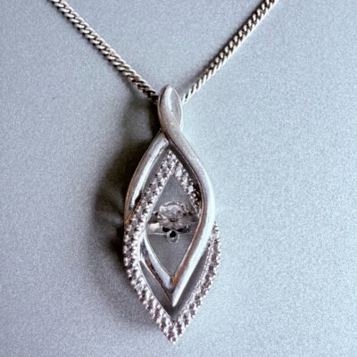 OTC International schwebender Diamant Solitär Sterlingsilber Anhänger Halskette