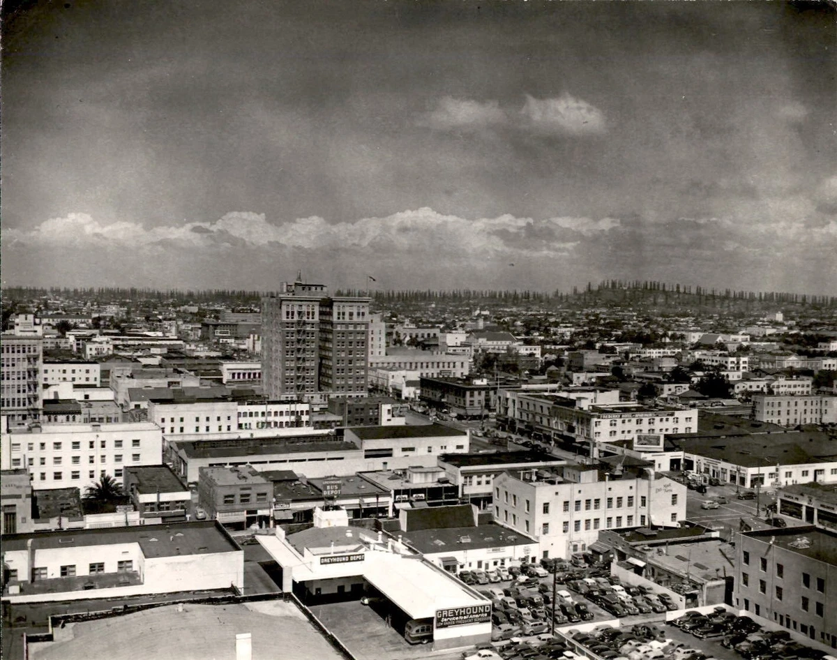 LD286 1945 Original Photo LONG BEACH CALIFORNIA Bird's Eye Buildings Cityscape