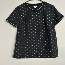 A New Day Women's XS Black Short Sleeve Blouse Casual Top