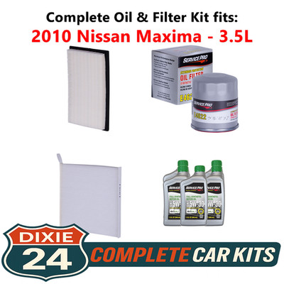 2010 Nissan Maxima 3.5L Complete Air, Oil & Cabin Filter Kit (5W-30)