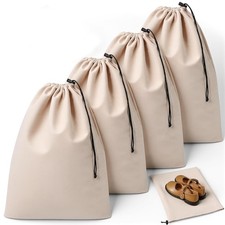 4 Piece Travel Shoe Bags Packing Dust Proof Cotton Drawstring Breathable Pouch