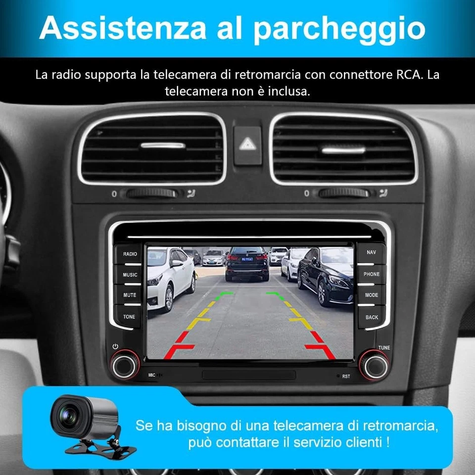 AWESAFE 7 Pollici Autoradio per VW Golf 5 6 Plus Polo Passat Tiguan Seat 2+64GB - Immagine 2 di 4