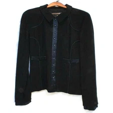 CHANEL/Wool Jacket Black/Silk Coco Mark Lining/P1972V11245/A Rank/92