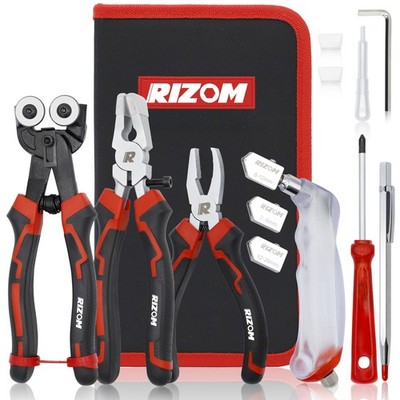 Rizom Glass Cutting Tool, Cutter 2-20MM, 8'' Tile Nippers, Black&Red
