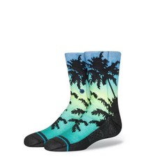 Stance Kid  s L 3-5.5 Wade Collection Socks Blue Green Ombre With Palm Trees New
