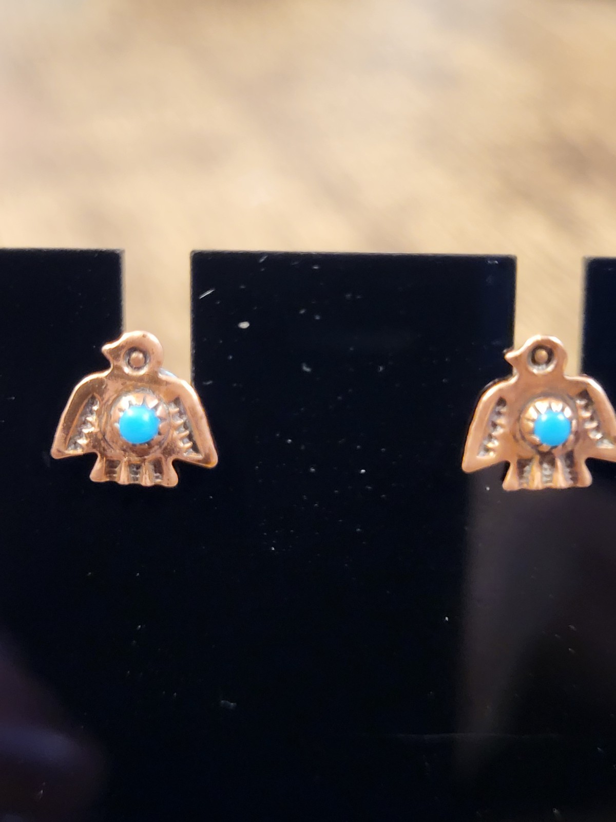 Vintage Solid Copper Turquoise Native American Sm… - image 1