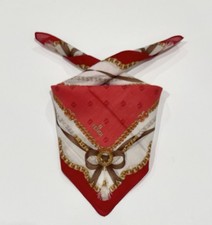 FENDI Handkerchief Vintage Red Cotton Art Logo Plaid Plain Pocket Square 17.5  