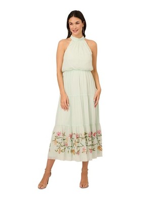 ADRIANNA PAPELL Womens Green Skirt Pullover Sleeveless Midi Blouson Dress 4