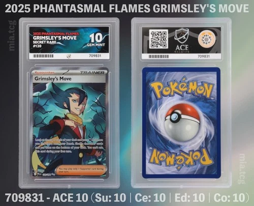 Pokémon Grimsley’s Move Phantasmal Flames ACE 10 Graded Card Perfect Subgrades ✨