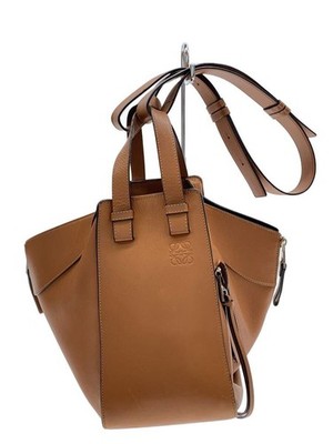 LOEWE Shoulder Bag Hammock Medium Leather BRW Plain Rubbed Used